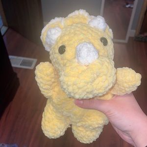 Cute Lemon Triceratops Crochet Plushie